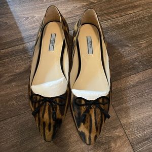Prada Leopard-Print Suede Ballet Flats
